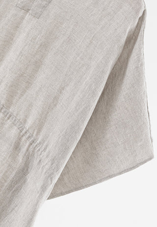 100% Linen Drawstring Waist Mini Dress