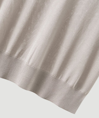 Silk Blend Polo Top with Satin Pocket Detail