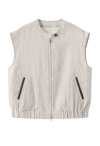 Linen Vest with Sheepskin Trim