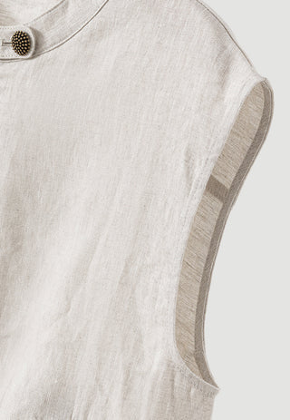 Linen Vest with Sheepskin Trim