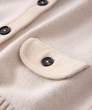 Wool and Cashmere High-Neck Button Cardigan