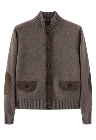 Wool and Cashmere High-Neck Button Cardigan