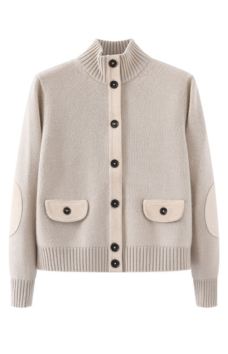 Wool and Cashmere High-Neck Button Cardigan