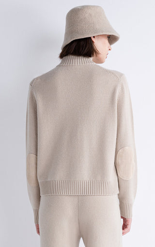 Wool and Cashmere High-Neck Button Cardigan - serathinan 