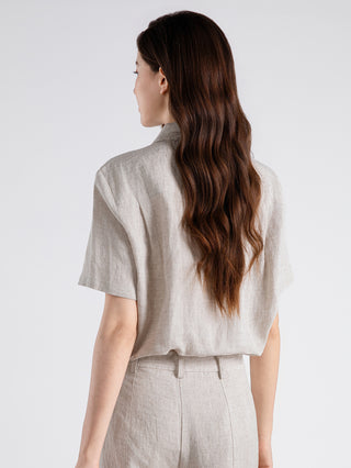 Linen Utility Short-Sleeve Shirt