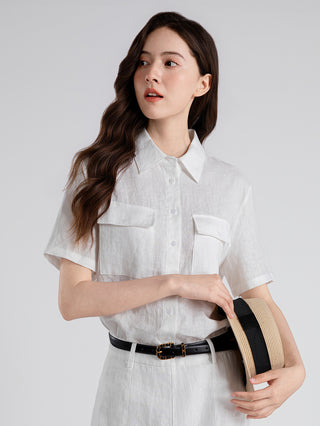Linen Utility Short-Sleeve Shirt