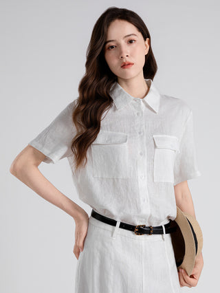Linen Utility Short-Sleeve Shirt