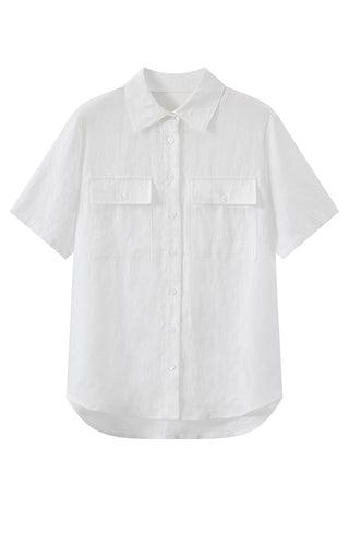 Linen Utility Short-Sleeve Shirt