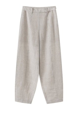 Linen Cropped Barrel-Leg Pants