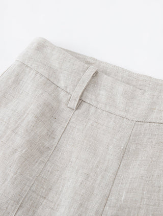 Linen Cropped Barrel-Leg Pants