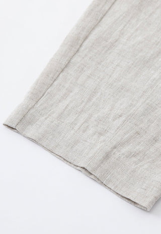 Linen Cropped Barrel-Leg Pants