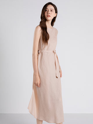 Linen Belted Midi Dress