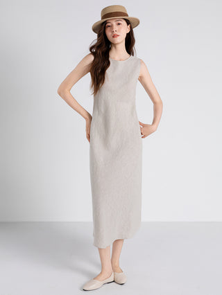 Linen Belted Midi Dress