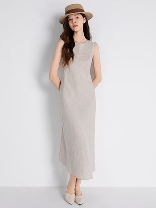Linen Belted Midi Dress