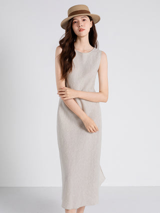 Linen Belted Midi Dress