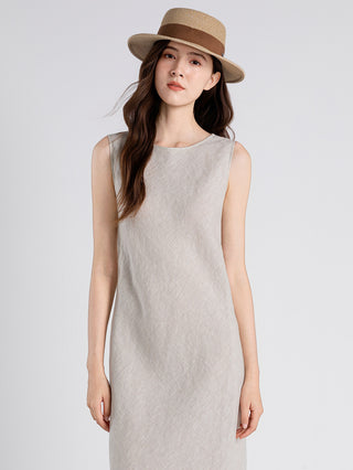Linen Belted Midi Dress