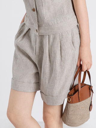 Linen Pleated Shorts