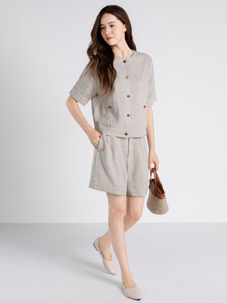 Linen Pleated Shorts