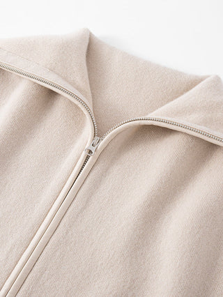 Wool and Cashmere Zip Jacket with Sheepskin Trim