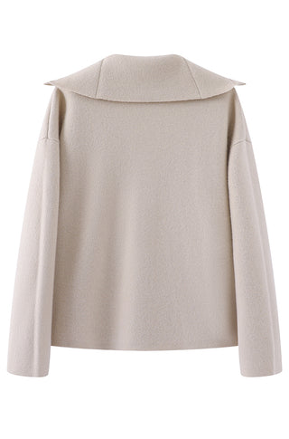 Wool and Cashmere Zip Jacket with Sheepskin Trim