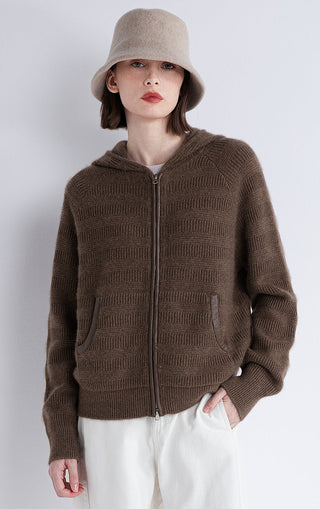 Pure cashmere Hooded Zip Cardigan