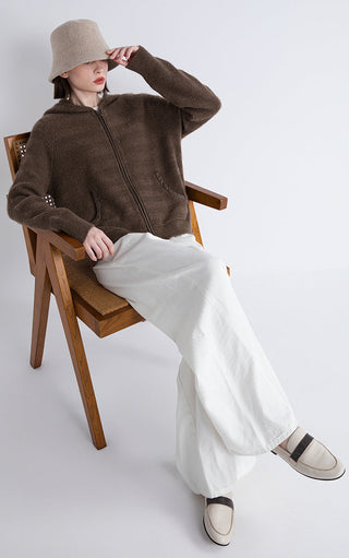 Pure cashmere Hooded Zip Cardigan