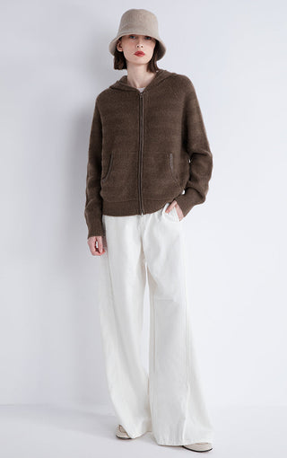 Pure cashmere Hooded Zip Cardigan