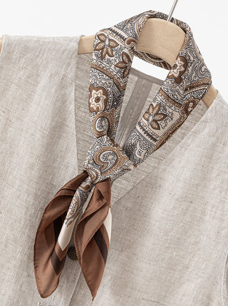 Linen Textured Vest with Scarf Accent
