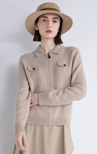 Wool-Cashmere Zip Knit Jacket