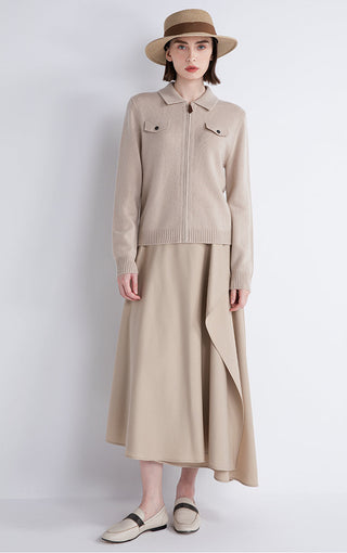 Wool-Cashmere Zip Knit Jacket
