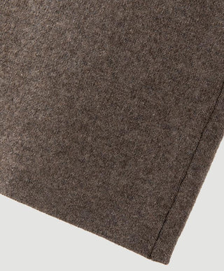 Coffee knit fabric hem panel on wide-leg drawstring pants