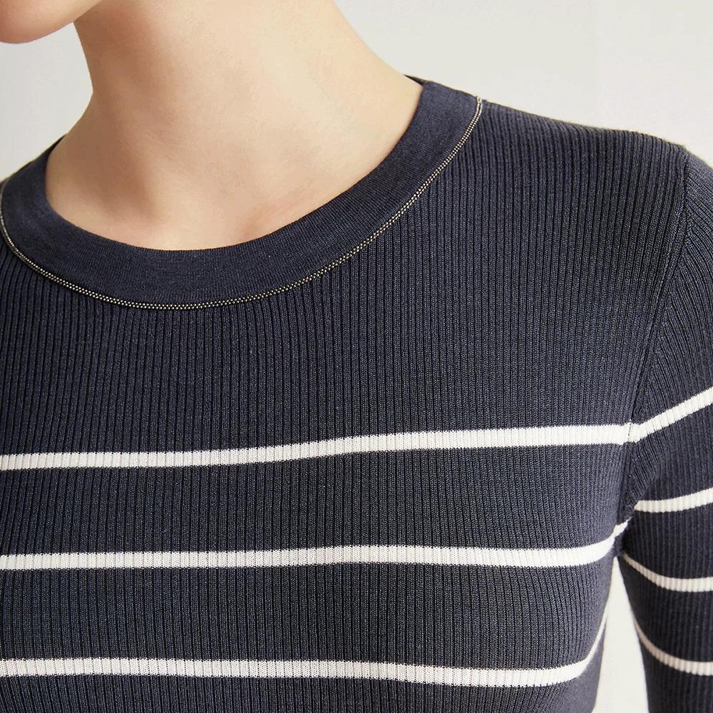 Summer Ladies Merino Wool & Silk Striped Top