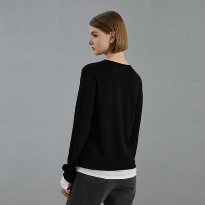 Women's Wool Fake Two-Piece Thin Pullover