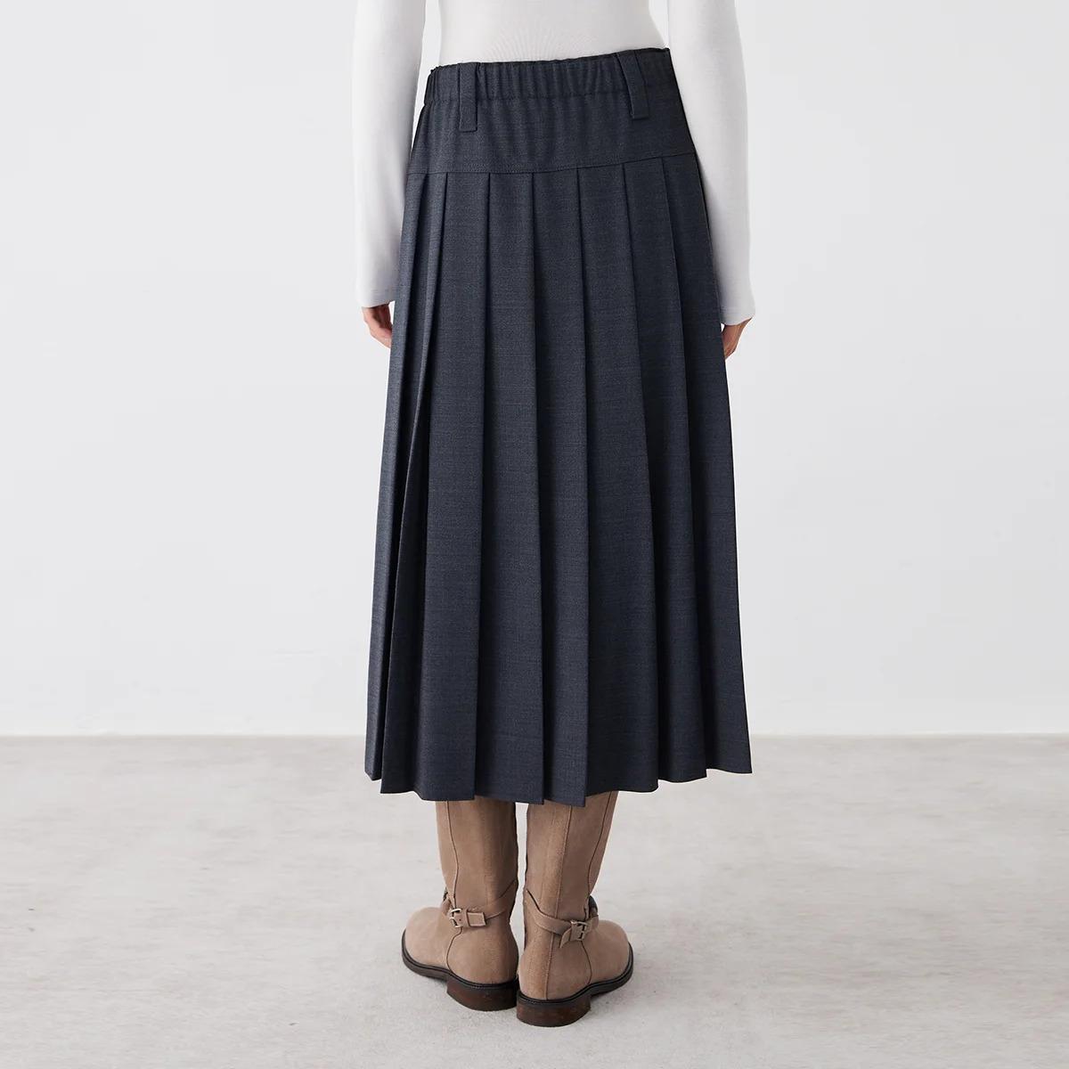 Women's Australian Wool Pleated  Skirt