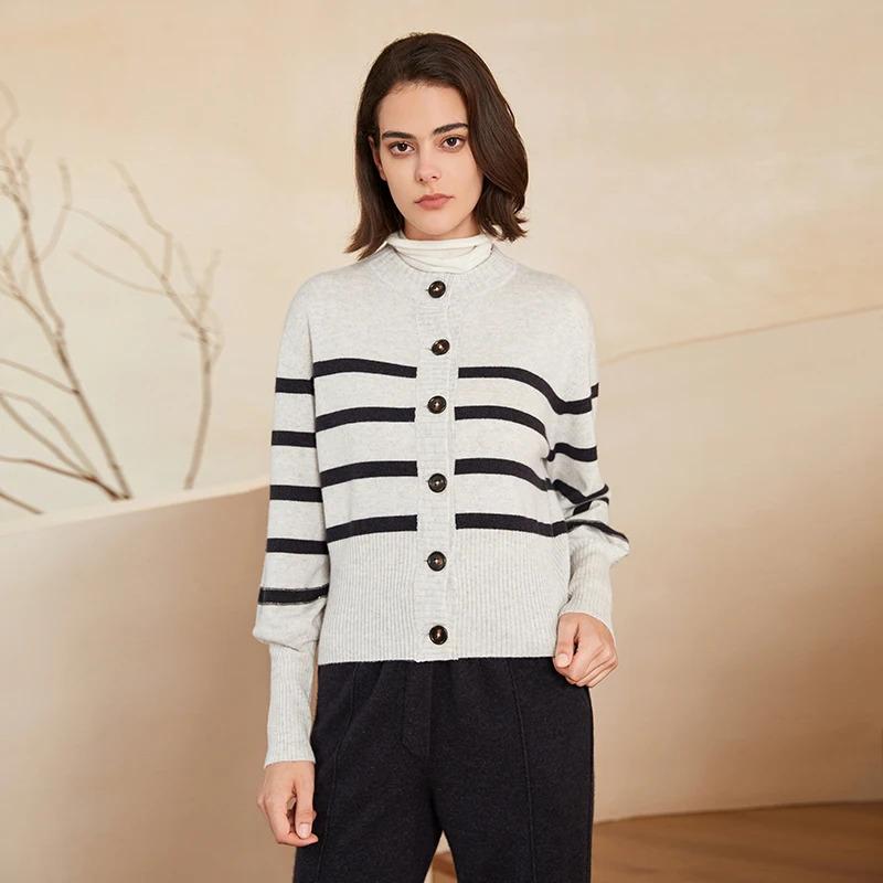 Women’s Cashmere Stripe Cardigan BC-267