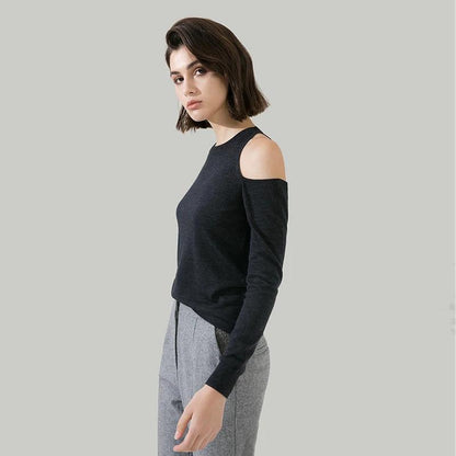 Women's Wool Off-Shoulder Pullover Sweater