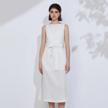 Women Tencel Linen Sleeveless Dress