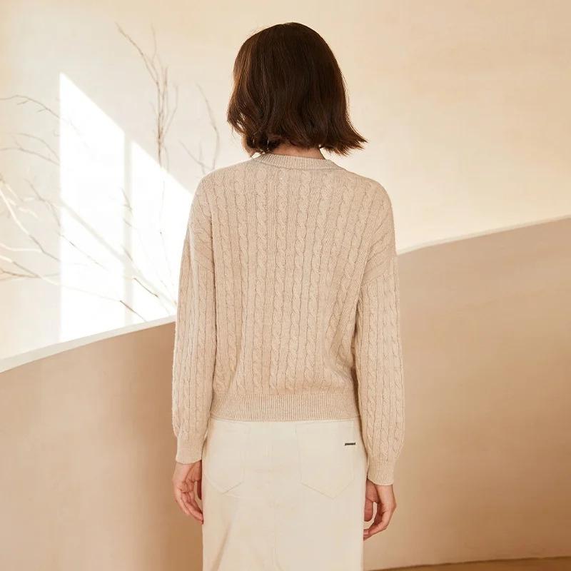 Women's V-neck Fit Pullover Pure Wool Sweater