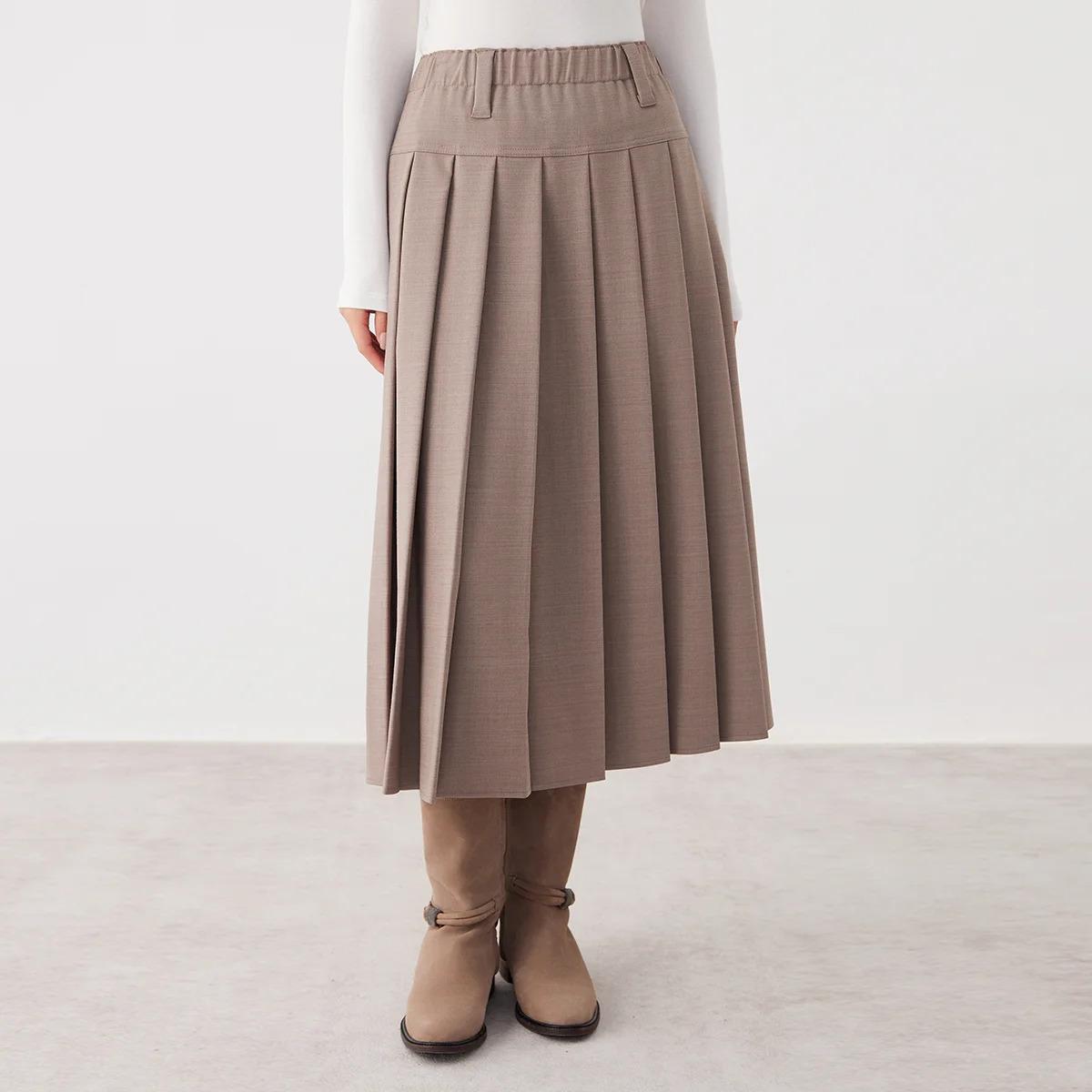 Women's Australian Wool Pleated  Skirt