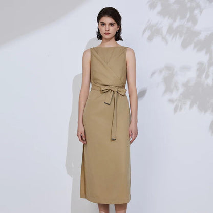 Women Tencel Linen Sleeveless Dress