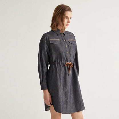 Women's  Linen Lapel jeans Dress