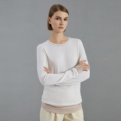 Women's Wool Fake Two-Piece Thin Pullover