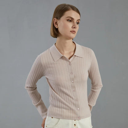 women  Merino wool autumn polo shirt