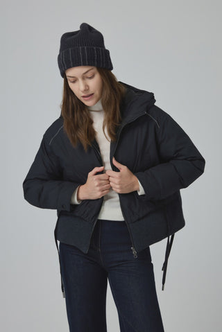 Faux Two-Piece Down Jacket with Hood - serathinan 
