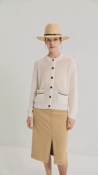 Linen Textured Knit Cardigan - serathinan 