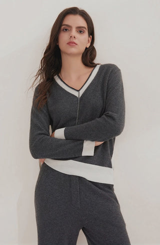 Cashmere Knit Top with Shimmer Chain Detail - serathinan 