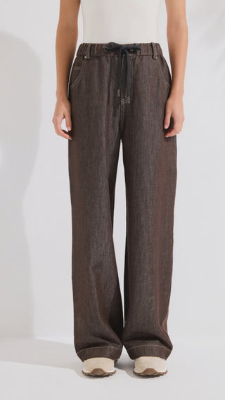 Shimmer-Detail Wide-Leg Denim Pants - serathinan 