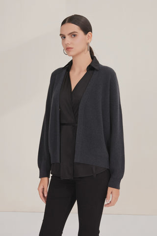 Wool Cardigan and Silk Vest with Beaded Detail - serathinan 