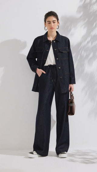 Relaxed Denim Jacket With Shimmer-Detail - serathinan 