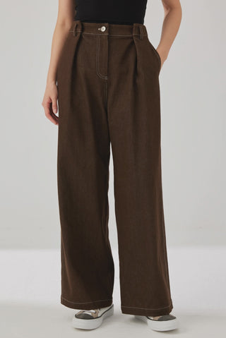 Cotton-Blend Wide-Leg Trousers - serathinan 